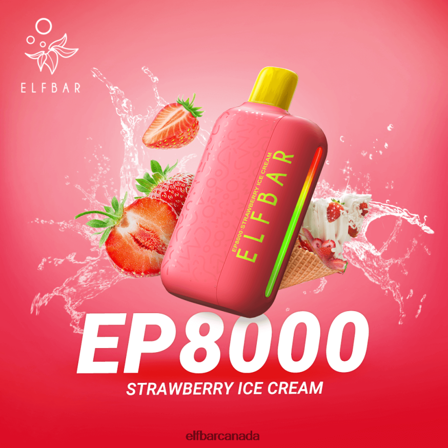 ELFBAR Disposable Vape New EP8000 Puffs THL6JL75 Strawberry Ice Cream