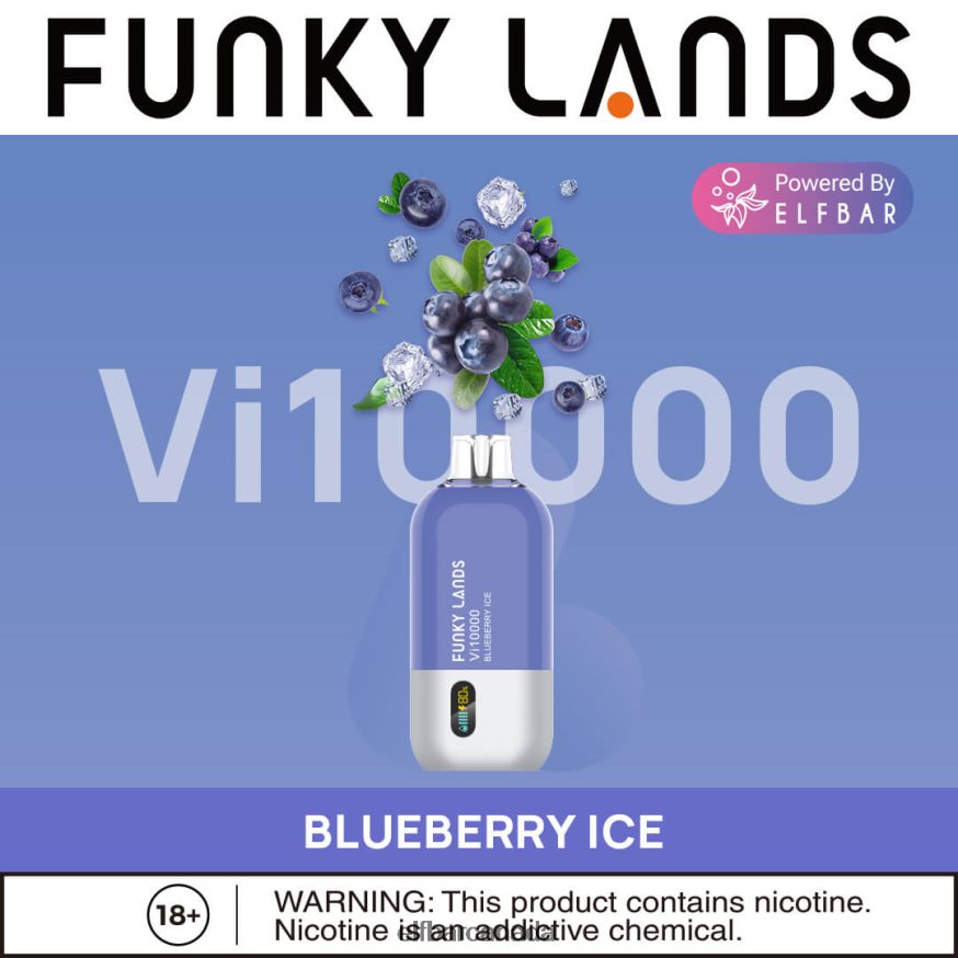 ELFBAR Funky Lands Best Flavor Disposable Vape Vi10000 Iced Series THL6JL151 Blueberry Ice