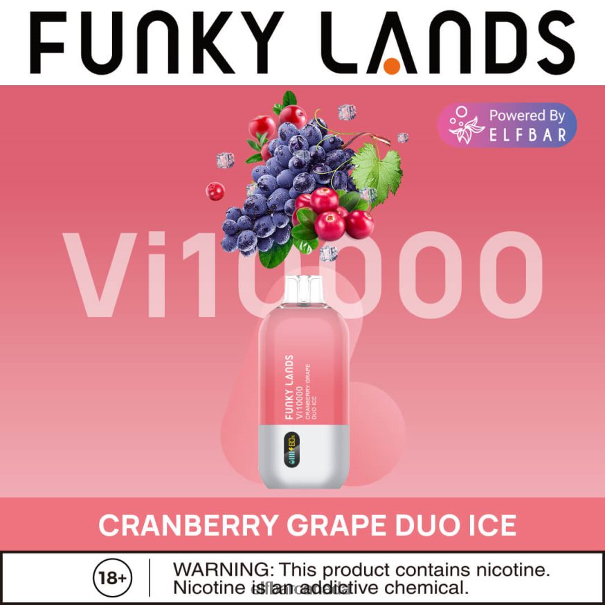 ELFBAR Funky Lands Disposable Vape Vi10000 Puffs THL6JL165 Cranberry Grape Duo Ice