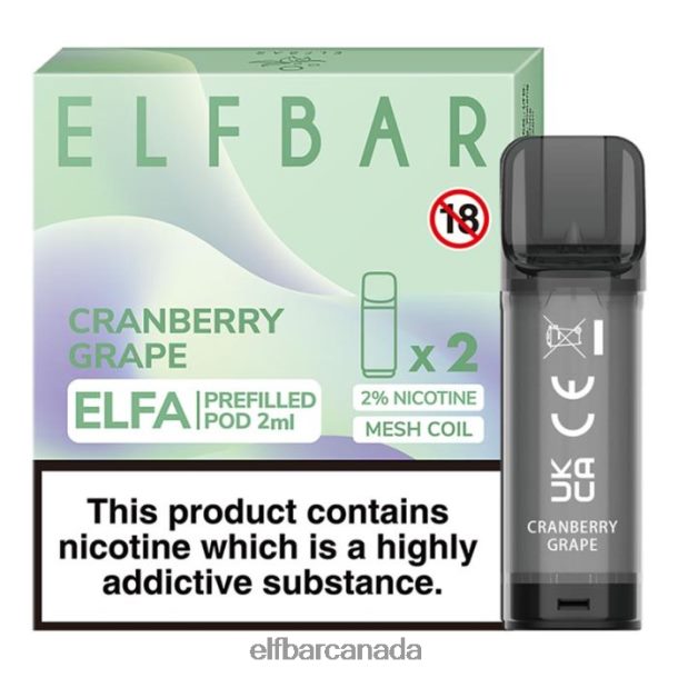 ELFBAR Elfa Pre-Filled Pod - 2ml - 20mg (2 Pack) Cranberry Grape 6R282H127