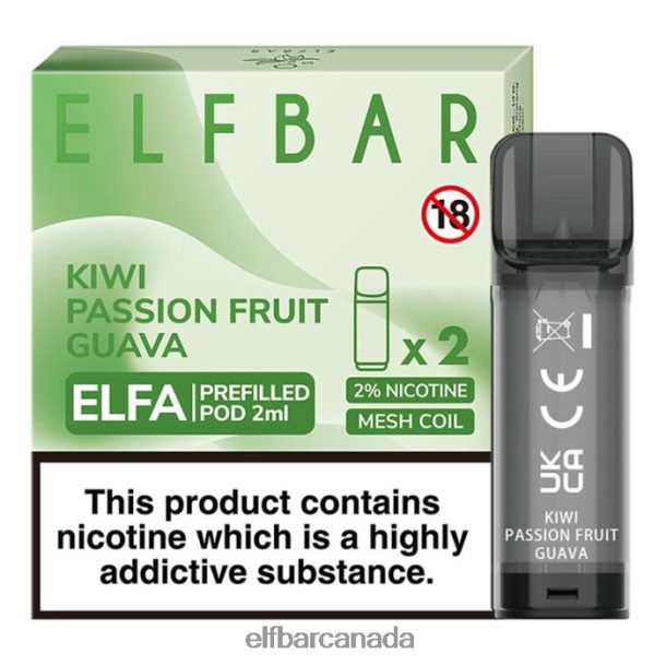 ELFBAR Elfa Pre-Filled Pod - 2ml - 20mg (2 Pack) Kiwi Passion Fruit Guava 6R282H117