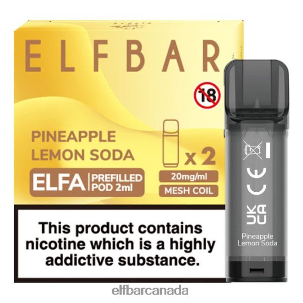 ELFBAR Elfa Pre-Filled Pod - 2ml - 20mg (2 Pack) Pineapple Lemon Soda 6R282H134