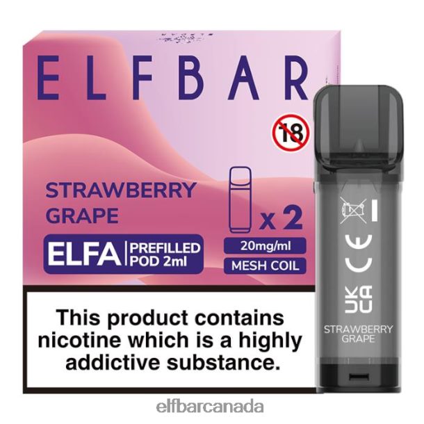 ELFBAR Elfa Pre-Filled Pod - 2ml - 20mg (2 Pack) Strawberry Grape 6R282H130