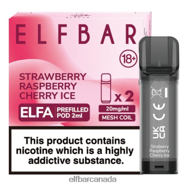 ELFBAR Elfa Pre-Filled Pod - 2ml - 20mg (2 Pack) Strawberry Raspberry Cherry Ice 6R282H129
